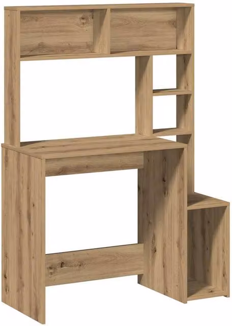 Berkfield Home Computer Desk with Shelves in Artisan Oak Brown, W/D/H: 100 x 45 x 140 cm – 1
