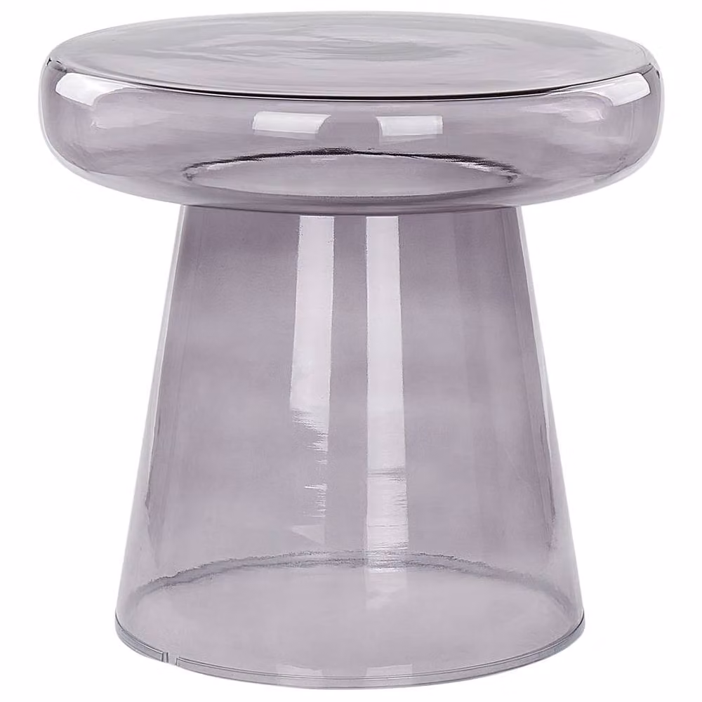 Wyld and Coco Round Tempered Glass Side Table in Grey Tint, Diameter: 39 cm – 2