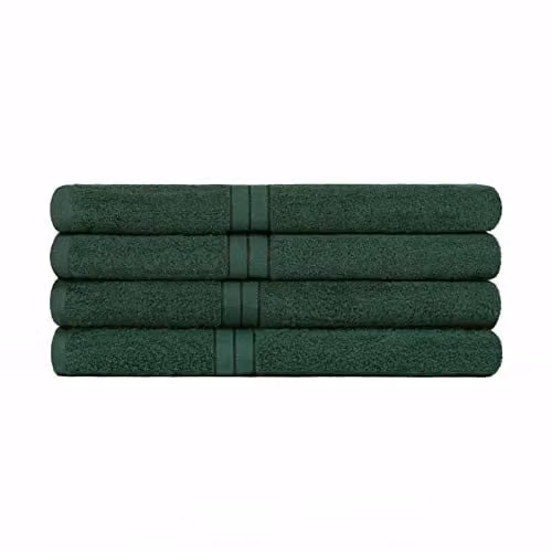 Brentfords 4 Pack of Green Cotton Terry Hand Towels, W/H: 50 x 50 cm – 1