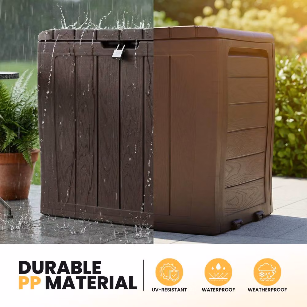 Novecrafto Plastic Garden Storage Box, Brown, W/D/H: 60 x 44 x 57 cm – 4
