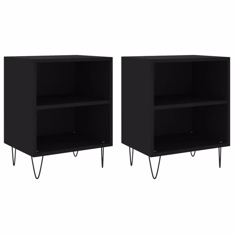 Berkfield Home Set of 2 Black Bedside Cabinets, W/D/H: 40 x 30 x 50 cm