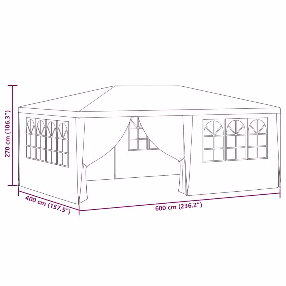 Berkfield Home Professional Party Tent with Side Walls, Blue, W: 6 m, D: 4 m – 5