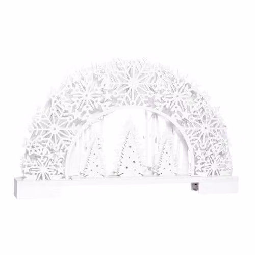 Samuel ALEXANDER White Wooden Snowflake Arch and Christmas Trees with 10 Warm White LEDs, Height: 45 cm – 2