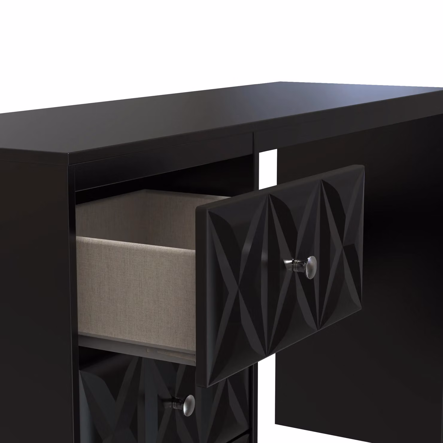 Ready Assembled 2 U Memphis 3 Drawer Desk in True Black – 4