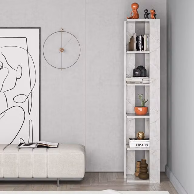 Decortie Nati Modern Corner Bookcase Display Unit in Gold