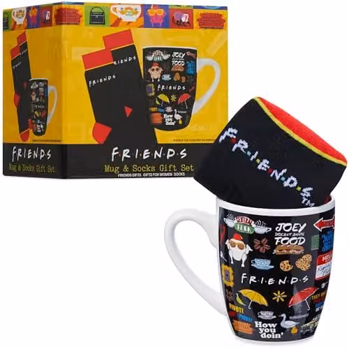 Get Trend Friends Mug and Calf Socks Set in Black, 315ml Ceramic Tea and Coffee Mug – 1