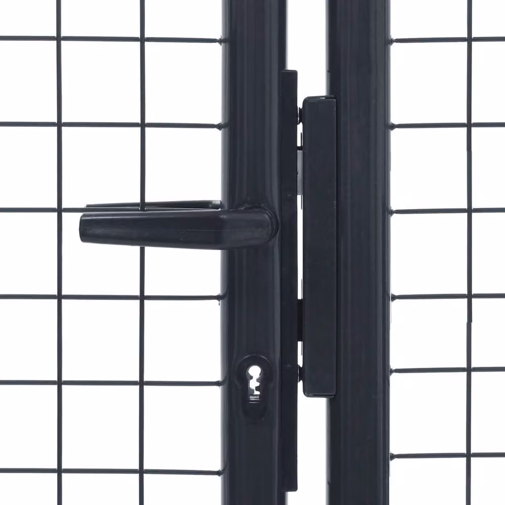 Berkfield Home Grey Galvanised Steel Mesh Single Swing Garden Gate, W: 400 cm, H: 125 cm – 3
