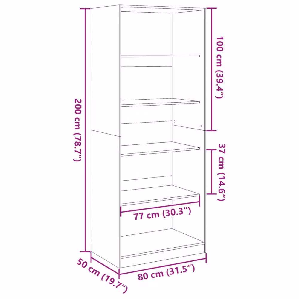 Berkfield Home Old Wood Wardrobe in Brown, W/D/H: 80 x 50 x 200 cm – 4