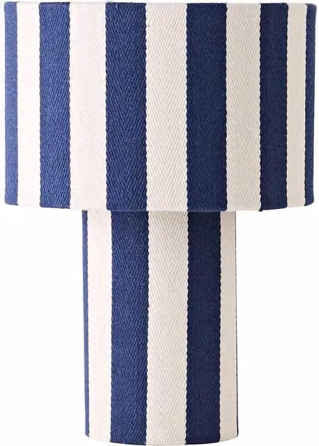 Florence Pinstripe Linen Table Lamp in Blue