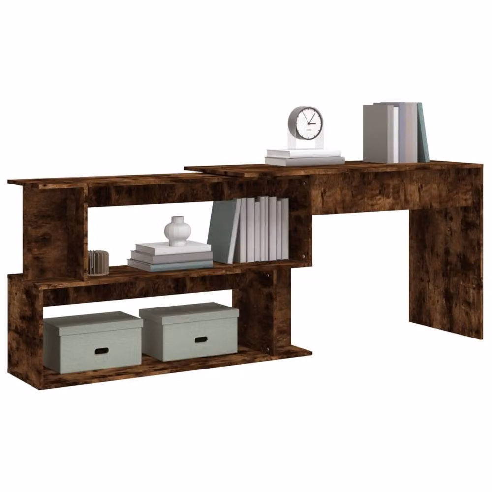Berkfield Home Corner Desk in Smoked Oak Brown, W/D/H: 200 x 50 x 76 cm – 3