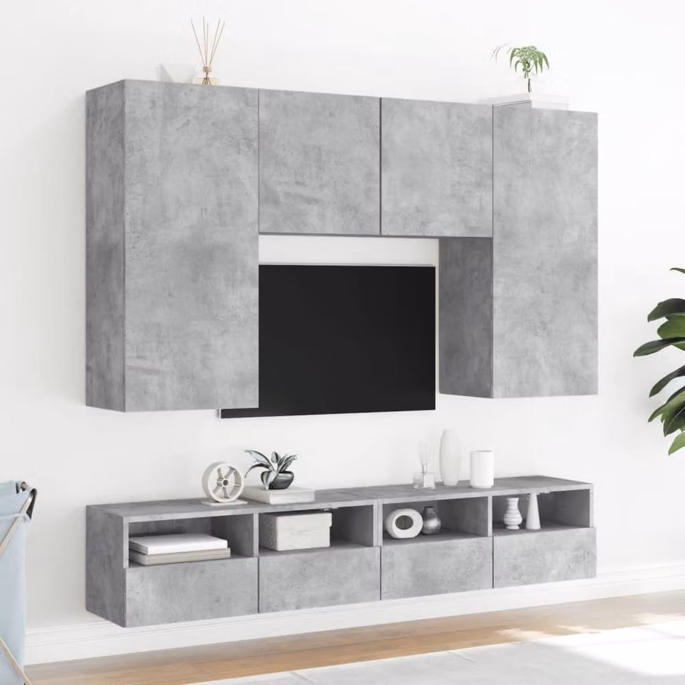 Berkfield Home Set of 2 Wall Mounted TV Cabinets in Concrete Grey, W/D/H: 80 x 30 x 30 cm – 3