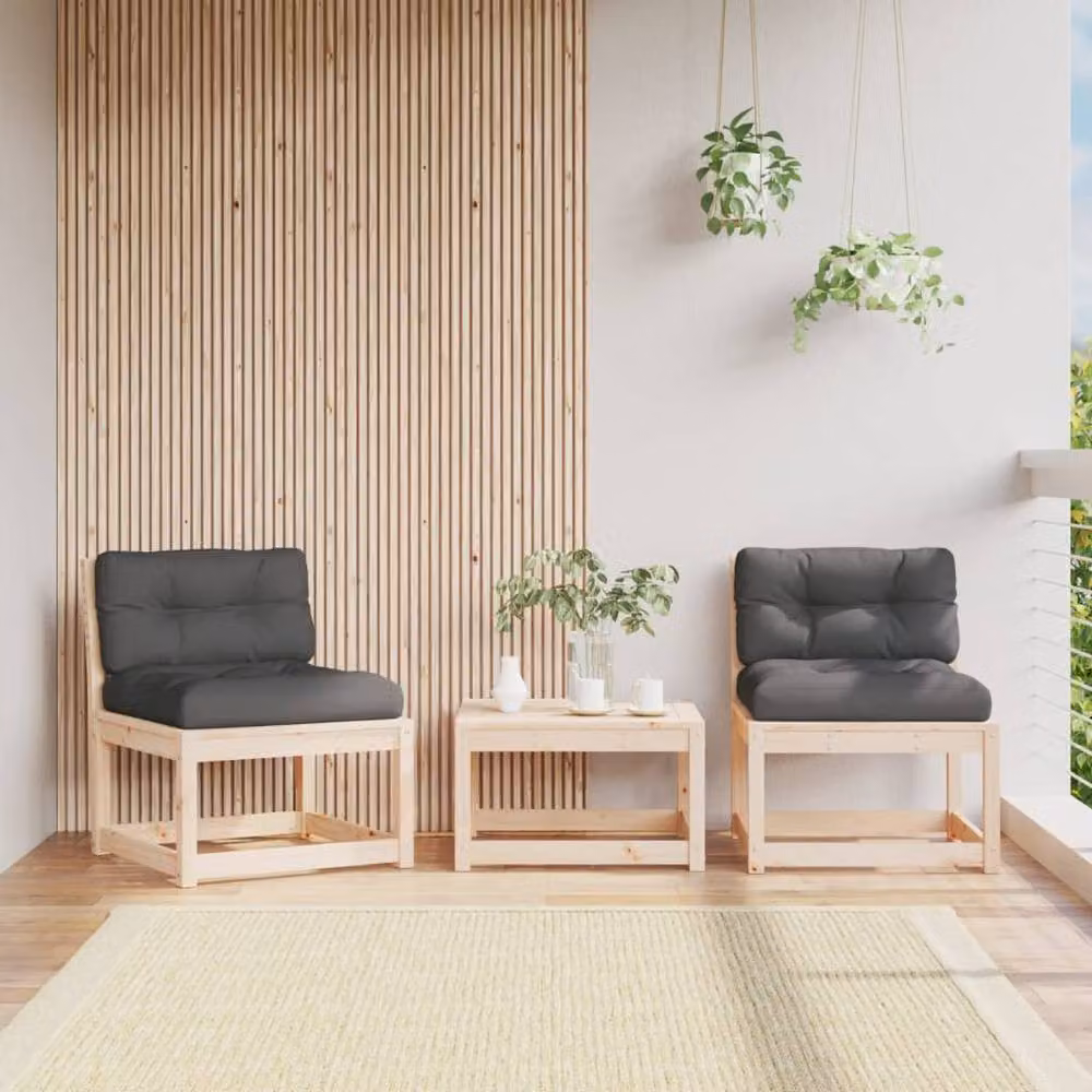 Berkfield Home 2-Piece Outdoor 2-Seater Garden Sofa Set in Solid Pine Wood with Fabric Cushions in Light Tan – 2