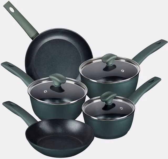 Prestige 5 Piece Non-Stick Aluminium Pan Set in Dark Green