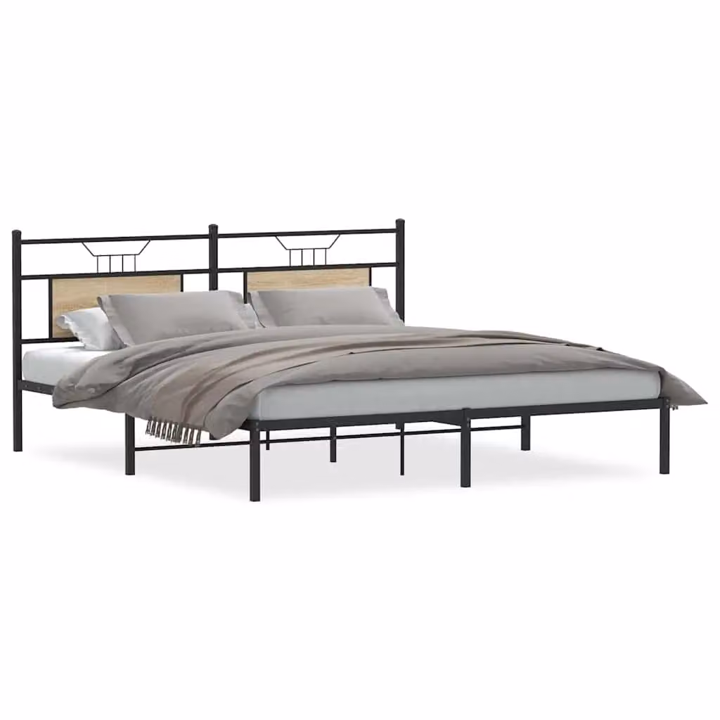 Berkfield Home Sonoma Oak Bed Frame in Brown, W: 183 cm, L: 213 cm – 2