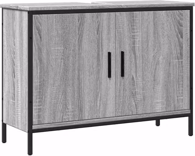 Berkfield Home Grey Sonoma Wall Mounted Bathroom Sink Cabinet W: 80 cm, D: 30 cm, H: 60 cm – 1