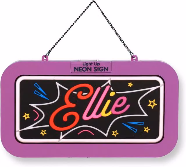 History & Heraldry Ellie Pre-personalised Light-Up Neon Bedroom Sign in Pink