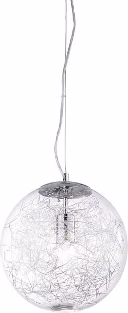 Mapa Max 1 Light Globe Sphere Ceiling Pendant in Chrome and Transparent Glass, Diameter: 40 cm