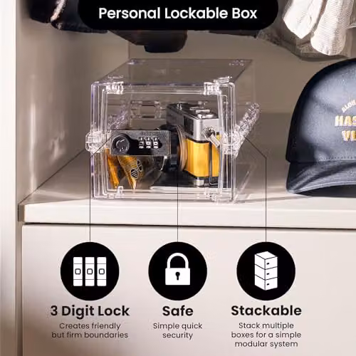 Lockabox Mini Small Lockable Storage Box with Combination Lock, Transparent, W/D/H: 22.3 x 15.4 x 12 cm – 3