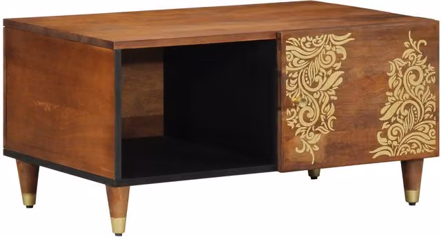 Berkfield Home Rustic Mango Wood Coffee Table, Brown, W: 80 cm, D: 50 cm, H: 40 cm – 1