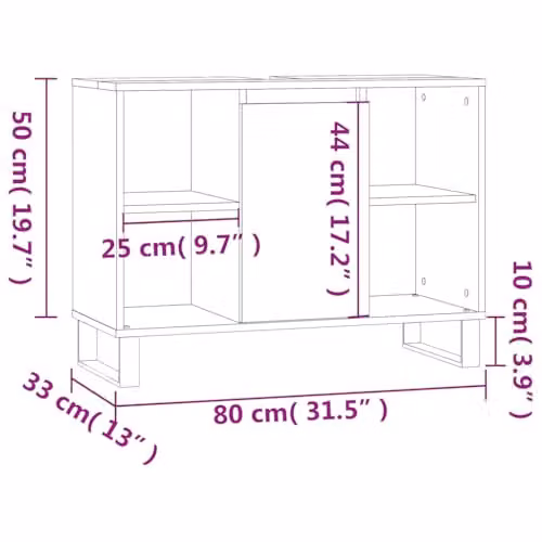 vidaXL Industrial Bathroom Cabinet in Concrete Grey, W/D/H: 80 x 33 x 60 cm – 3