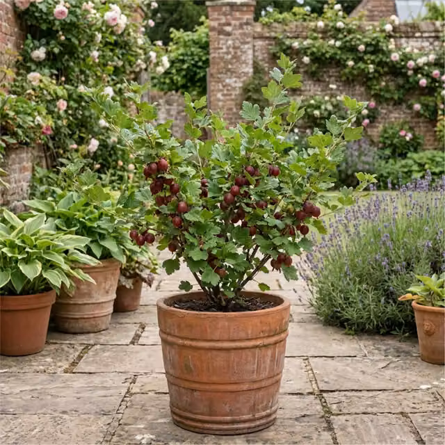 Plants by Post Kamieniar Red Gooseberry Dessert Fruit Bush in 2L Pot