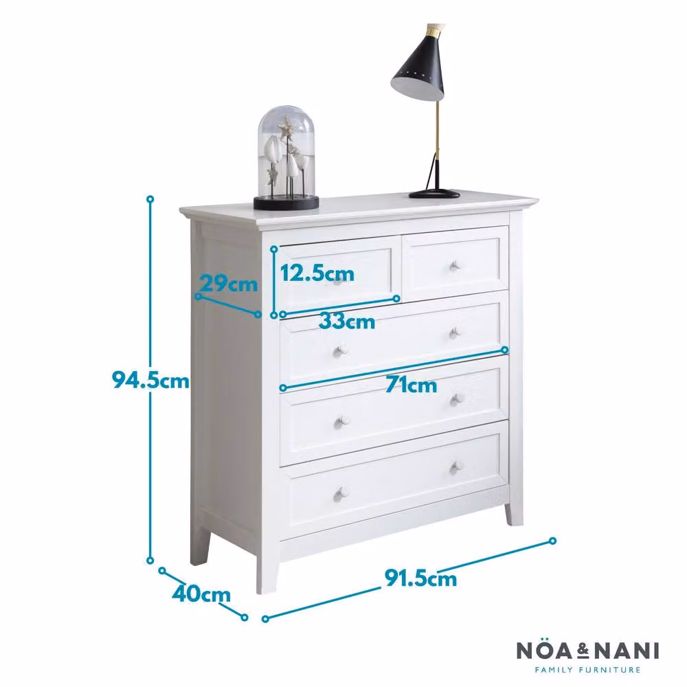 Nöa and Nani Torsby 2+3 Drawer Chest of Drawers in White – 2