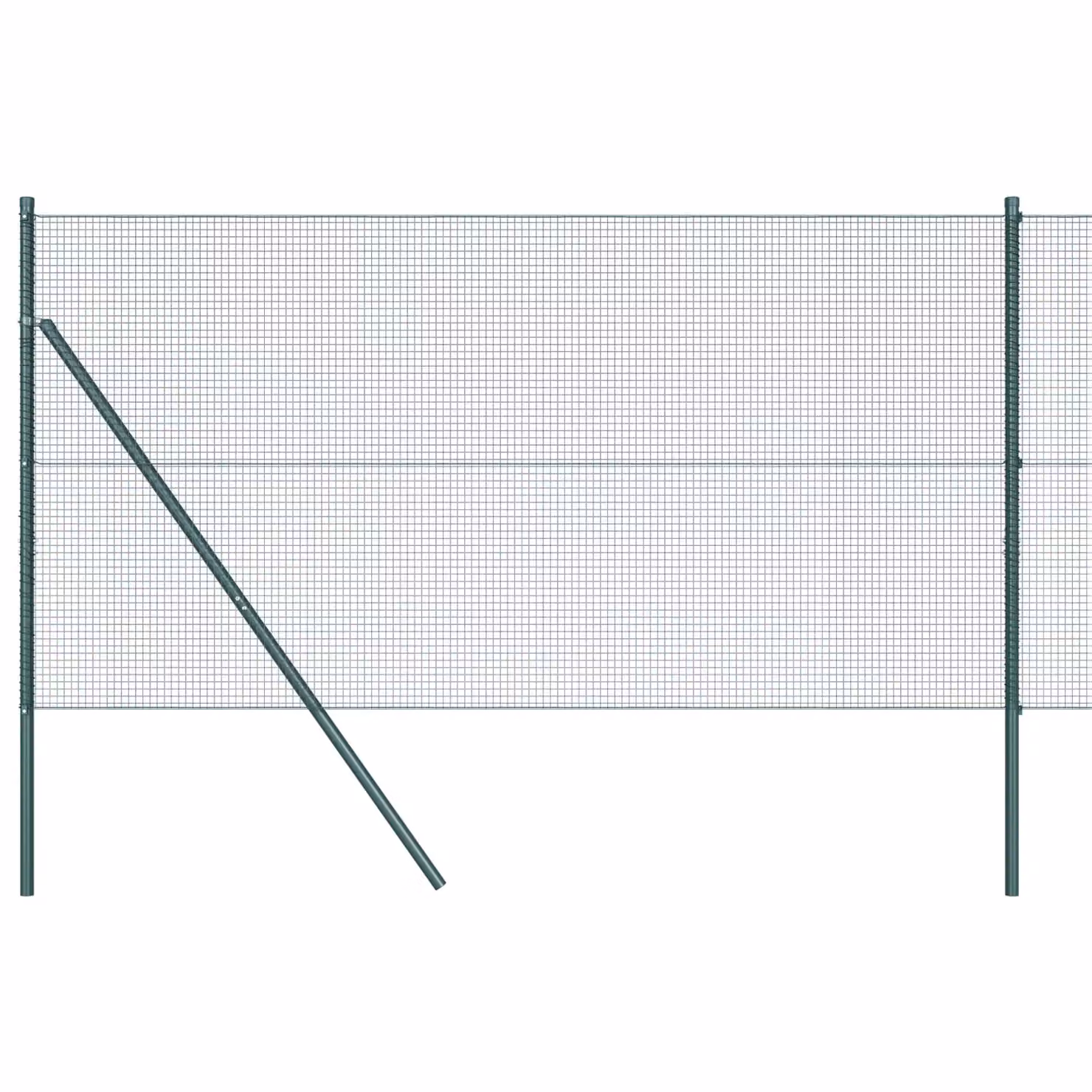 Berkfield Home Green Powder-Coated Steel Welded Wire Fence with 13 Posts, W/H: 1.4 x 50 m – 2
