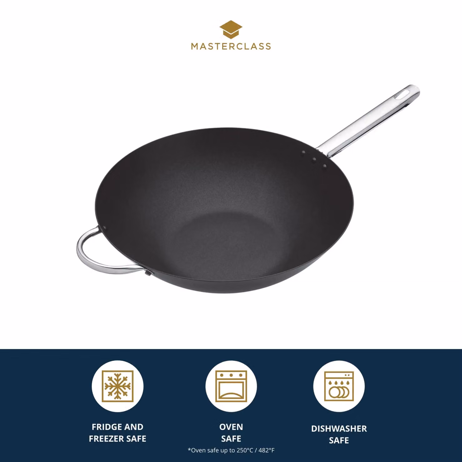 MasterClass Non-Stick Carbon Steel Wok, 35.5 cm, Black – 5