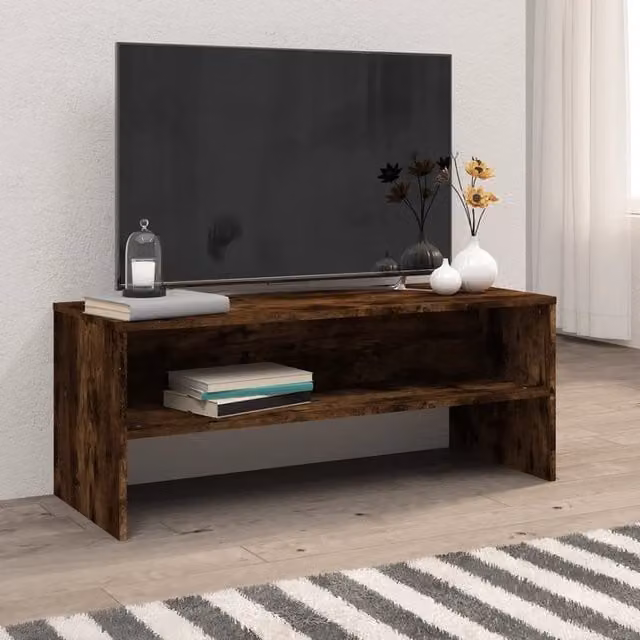 Berkfield Home TV Cabinet in Smoked Oak Brown, W/D/H: 100 x 40 x 40 cm – 1