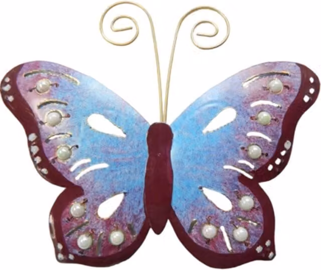 On Trade Winds Set of 3 Metal Butterfly Wall Art in Purple and Gold