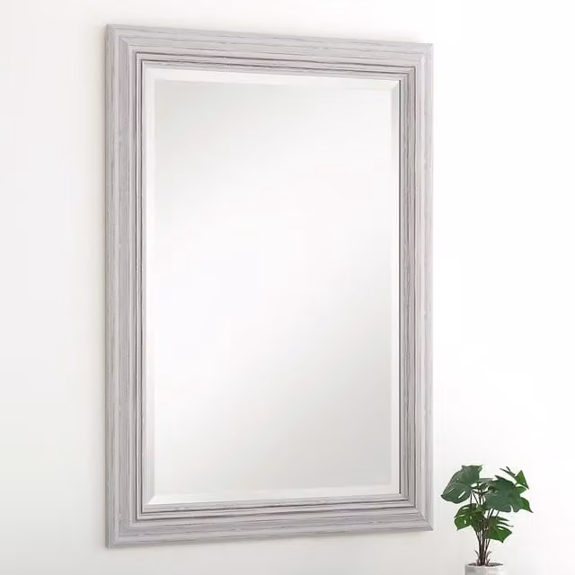 Yearn Shabby Chic Rectangular Wall Mirror in White, Height: 129 cm