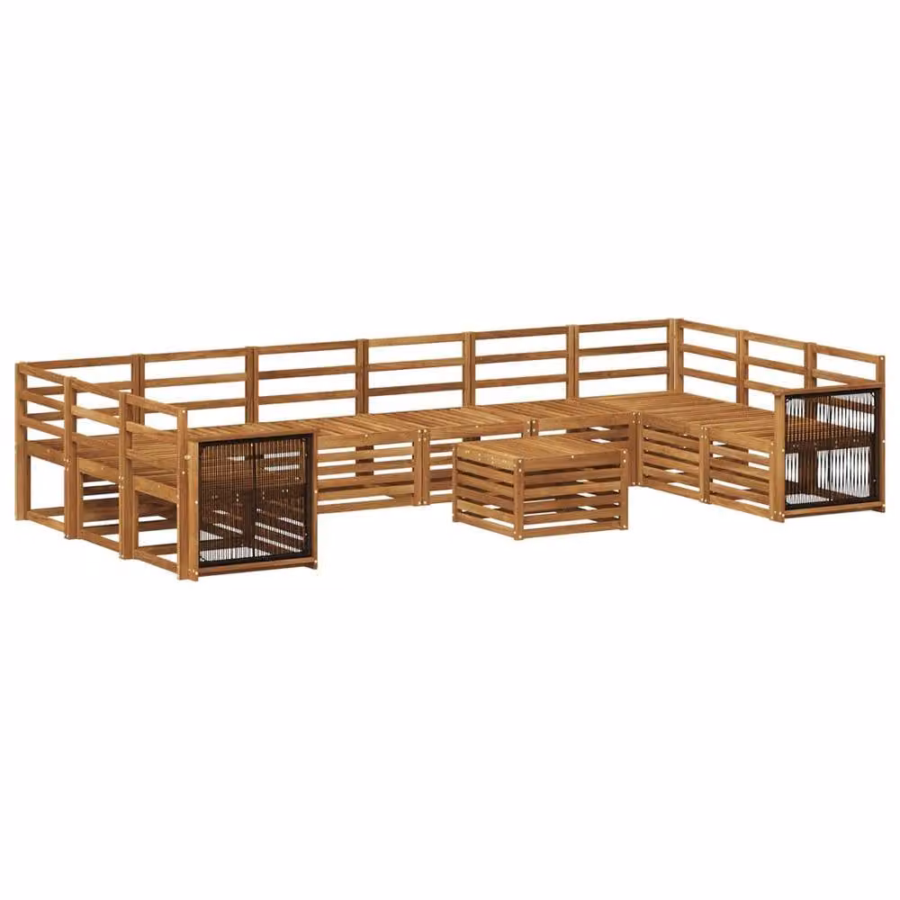 Berkfield Home 8-Piece U-Shape Outdoor Sofa Set in Brown Solid Acacia Wood – 2