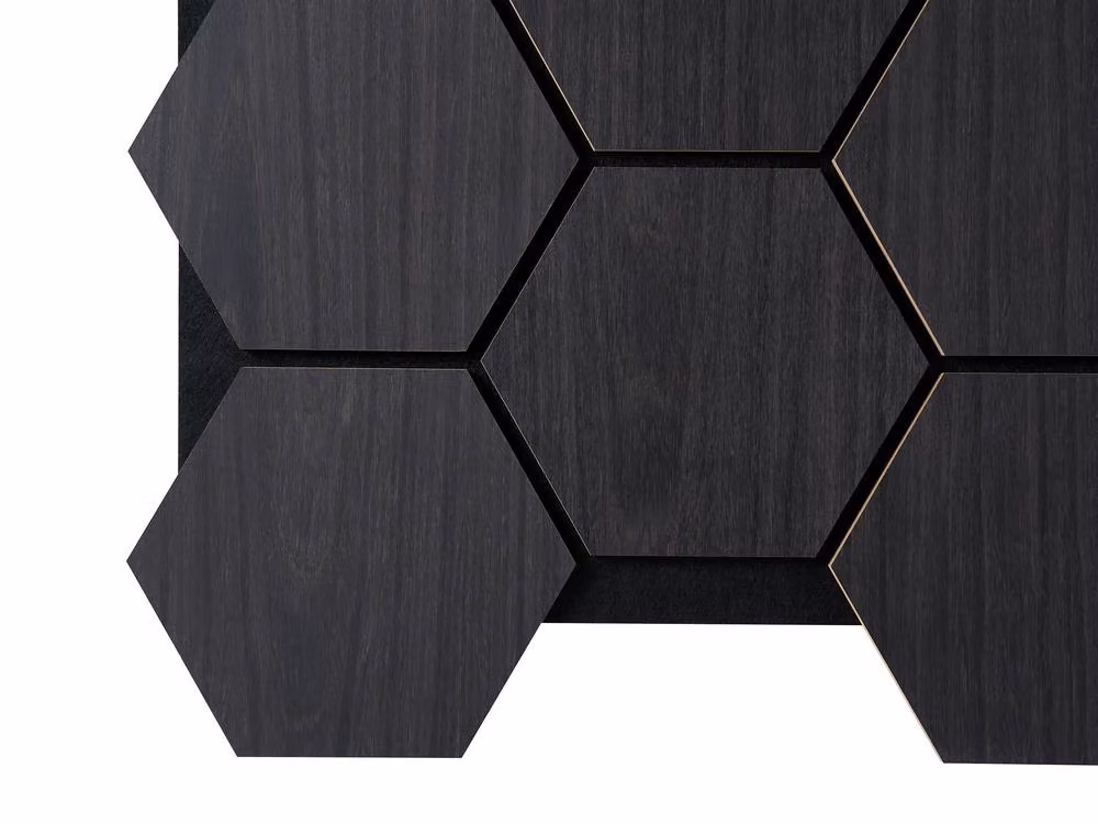 Fuse Acoustic Wooden Hexagon Wall Panel in Anthracite Grey – 8