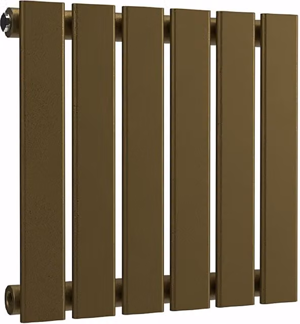Lux Heat Flat Horizontal Single Wall Mounted Steel Radiator in Antique Brass, W: 40 cm, H: 42 cm