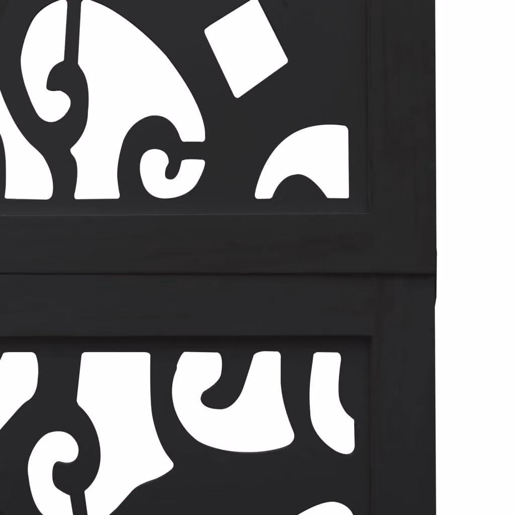 Berkfield Home 6 Panel Black Solid Paulownia Wood Room Divider – 4
