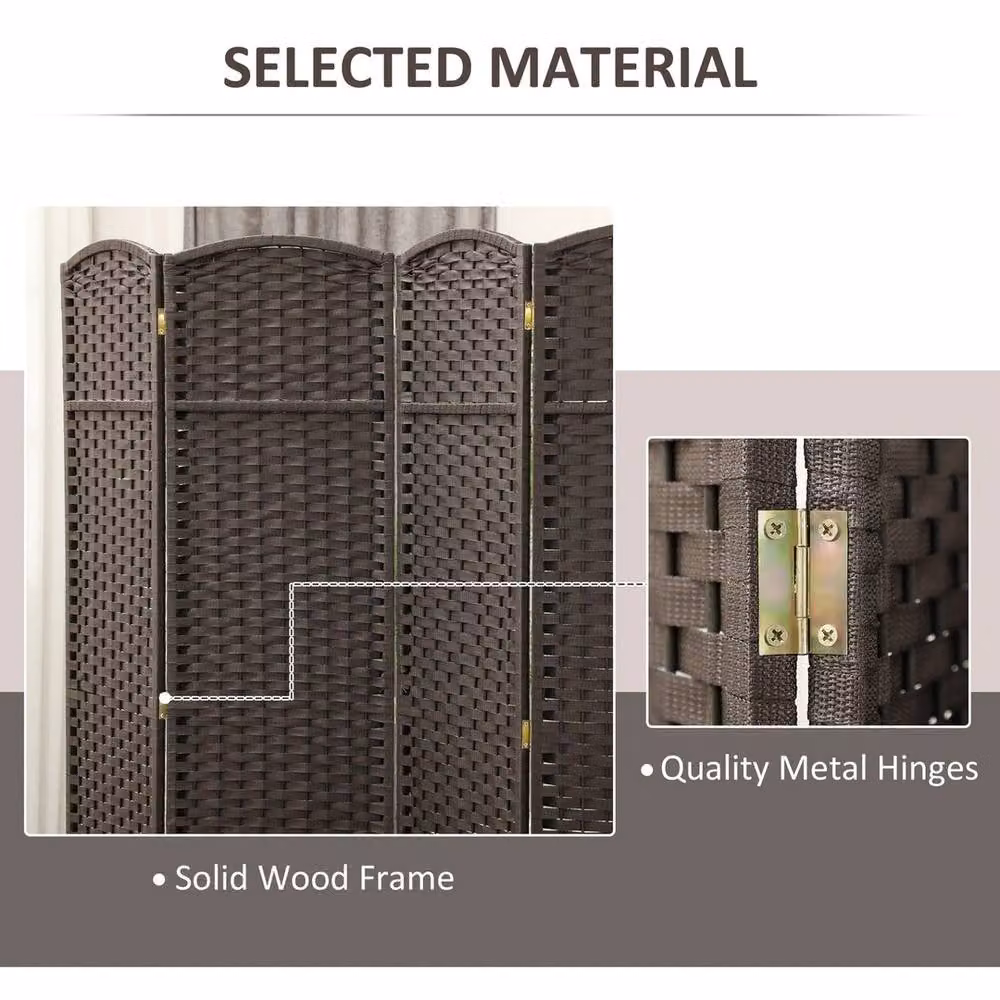 EONLION 4 Panel Folding Room Divider Privacy Screen in Brown, H 170 cm x W 100 cm – 2