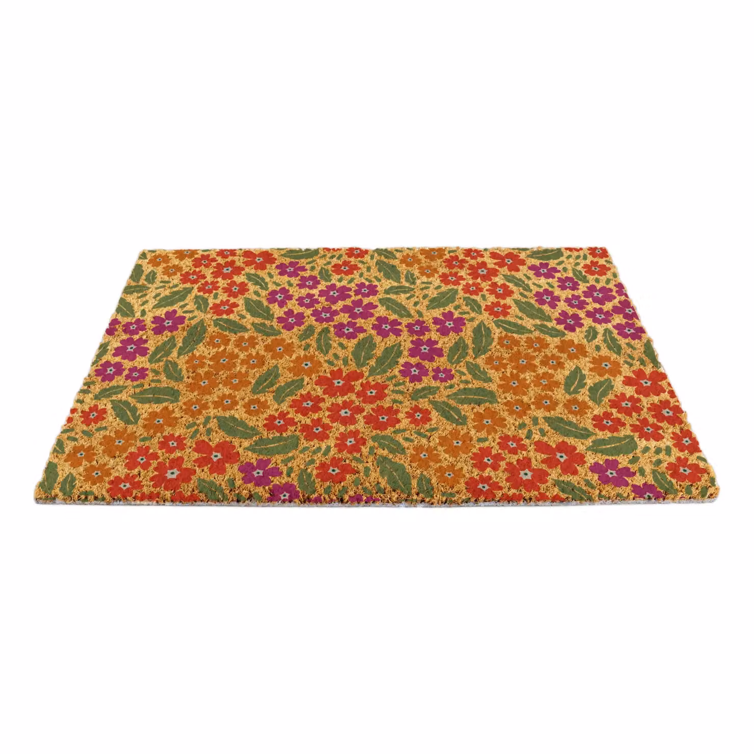 Artsy Mats Floral Pattern Coir Doormat in Brown and Multicolour, W: 60 cm, D: 40 cm – 4