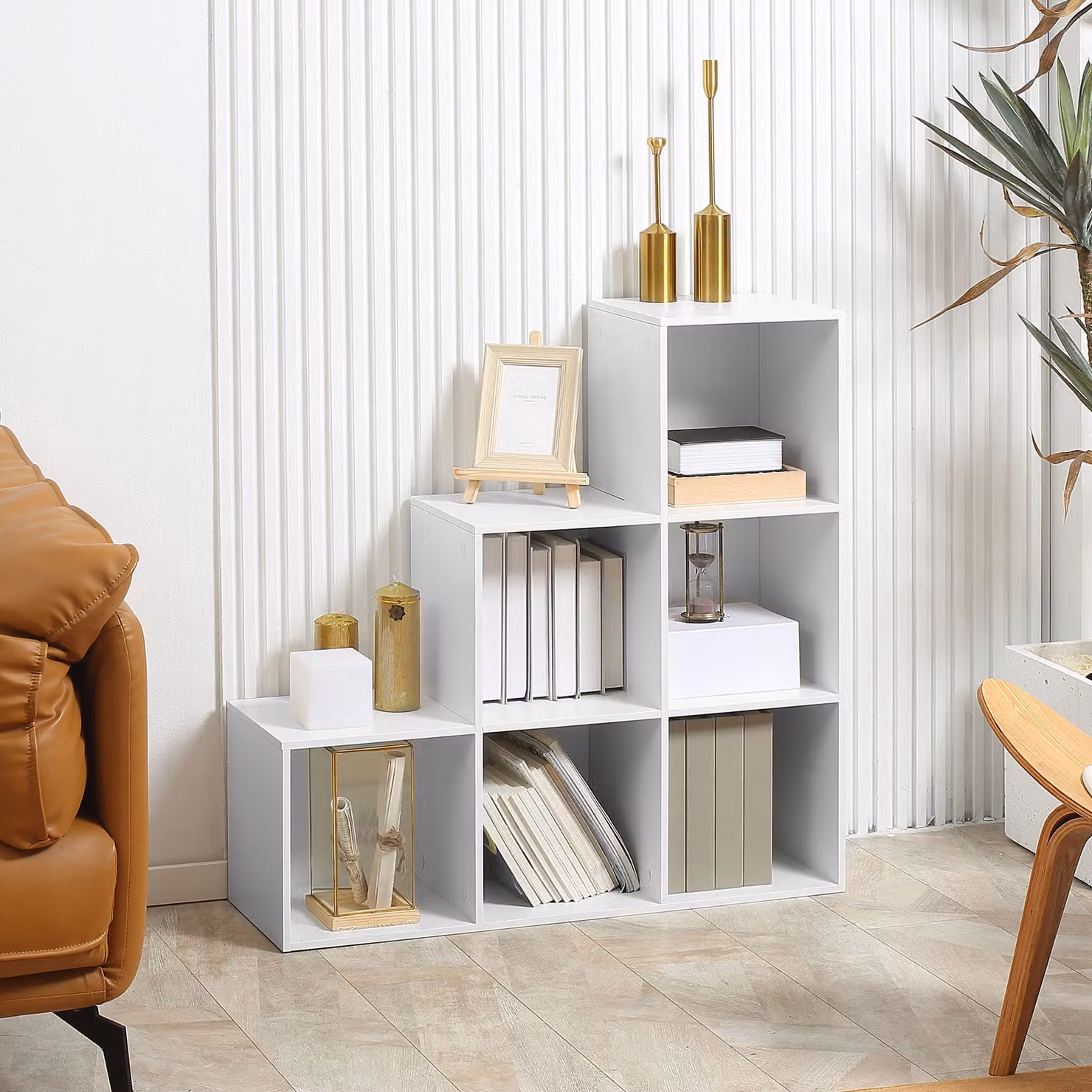 HOMCOM 3-Tier 6 Cube Shelving Unit in White – 2