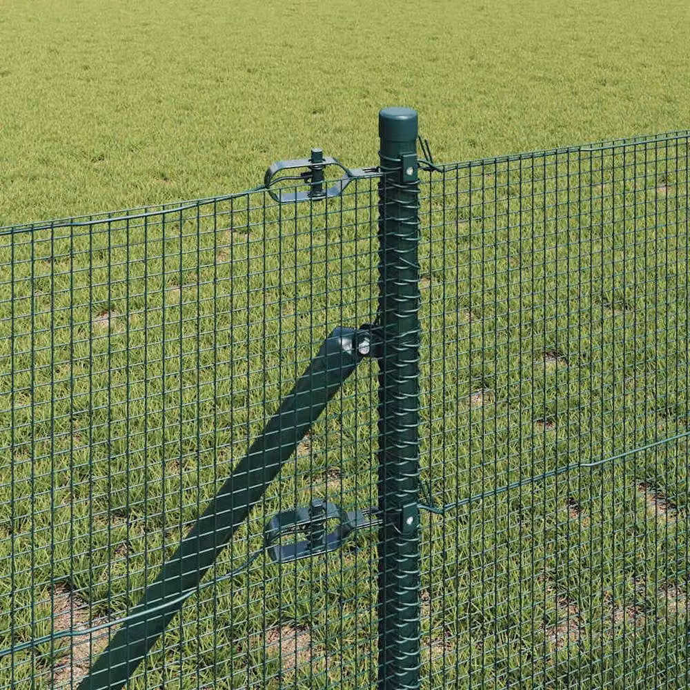 Berkfield Home Green Steel Welded Wire Fence with 13 Posts, W: 0.6 m, L: 25 m – 3