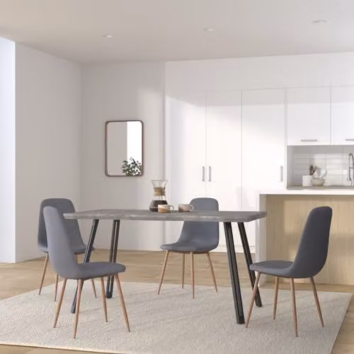Seconique Quebec Rectangular Dining Table in Concrete Effect Grey and Black, W: 140 cm, D: 80 cm, H: 76 cm – 2