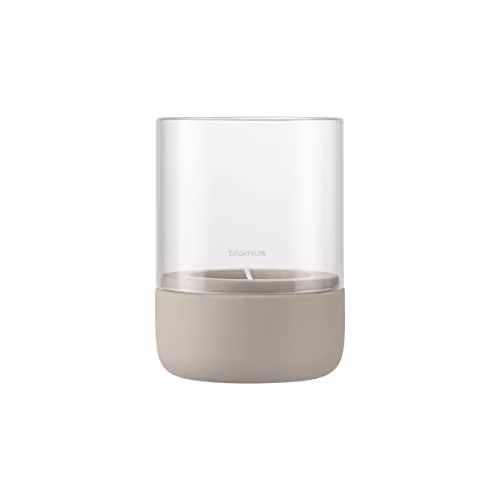 Blomus Calma Hurricane Lantern Fungi Small in Transparent and Grey, H 14.0 cm x W 10.0 cm x D 10.0 cm – 1