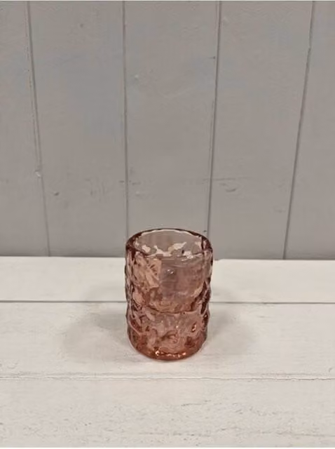 KDMD Large Rose Straight Textured Pink Glass Tealight Candle Holder