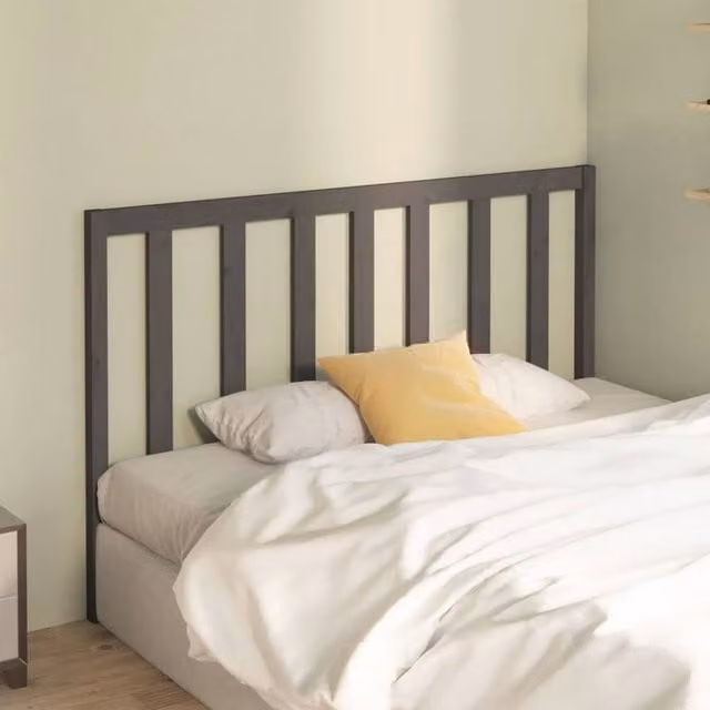Berkfield Home Beautiful Bed Headboard in Grey Solid Pine Wood, W: 126 cm, D: 4 cm, H: 100 cm – 1