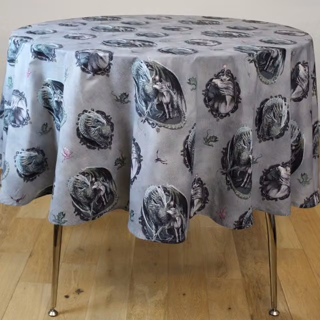 Lisa Parker Protector Of Magic Unicorn Dragons Round Tablecloth, Multi-coloured, Diameter: 137.16 cm