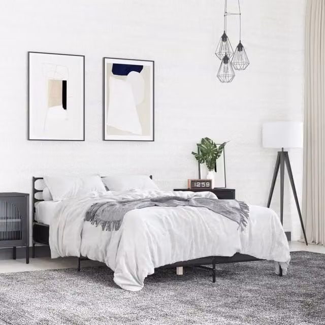 Berkfield Home Small Double Bed Frame in Black, W/D/H: 120 x 200 cm – 1