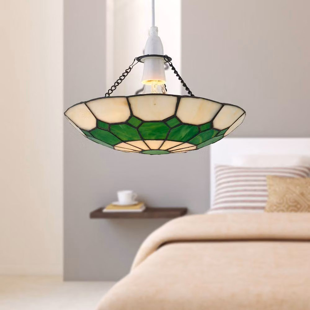 First Choice Lighting Totnes Tiffany Green Glass Easy Fit Pendant Shade – 2