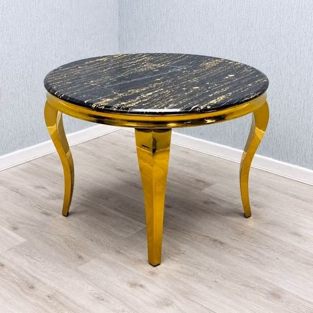 Soft Snooze Beds Sorrento Black and Gold Marble Dining Table W/D: 180 x 90 cm