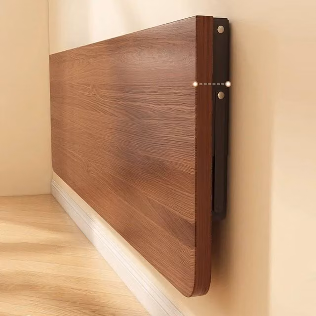 FLAVORA Brown Folding Wall Mounted Computer Desk, W: 80 cm, D: 40 cm – 1