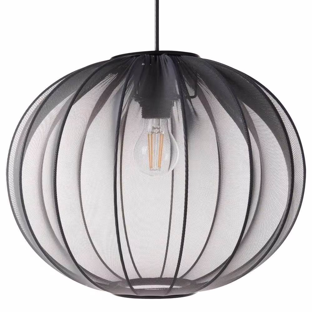 Wyld and Coco Industrial Sphere Pendant Lamp in Black Nylon and Metal – 2