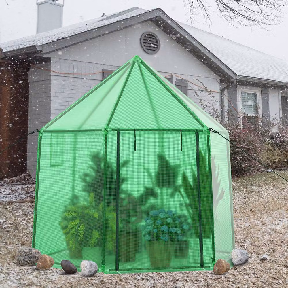 Costway Green Portable Walk-in Greenhouse Outdoor Hot House Tent, W/D/H: 198 x 172 x 190 cm – 3